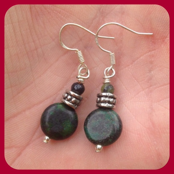 Cindylou's Design Jewelry - Green Australian Jasper Earrings